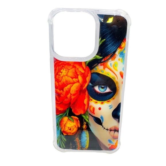 Artisanal Mexican Resin Art Crafted IPhone 15 Pro Max Cover Skeleton Lady - Picture 1 of 3
